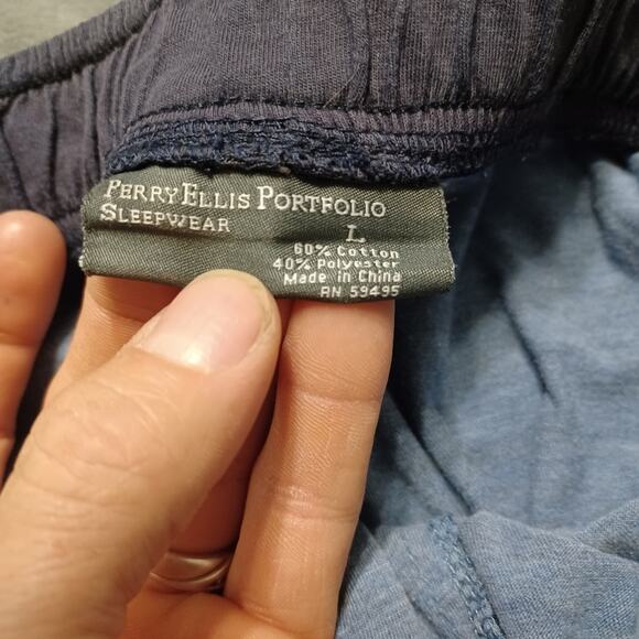 Perry Ellis Sweatpants Mens Large Blue Comfort Stretch Drawstring Pajama Bottom - Picture 9 of 14